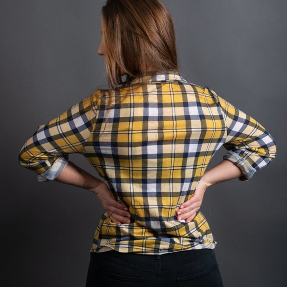 Yellow Blue Tie Flannel by Passport - Picture 8 of 10